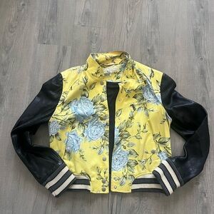 Rag & Bone flower jacket with leather sleeves